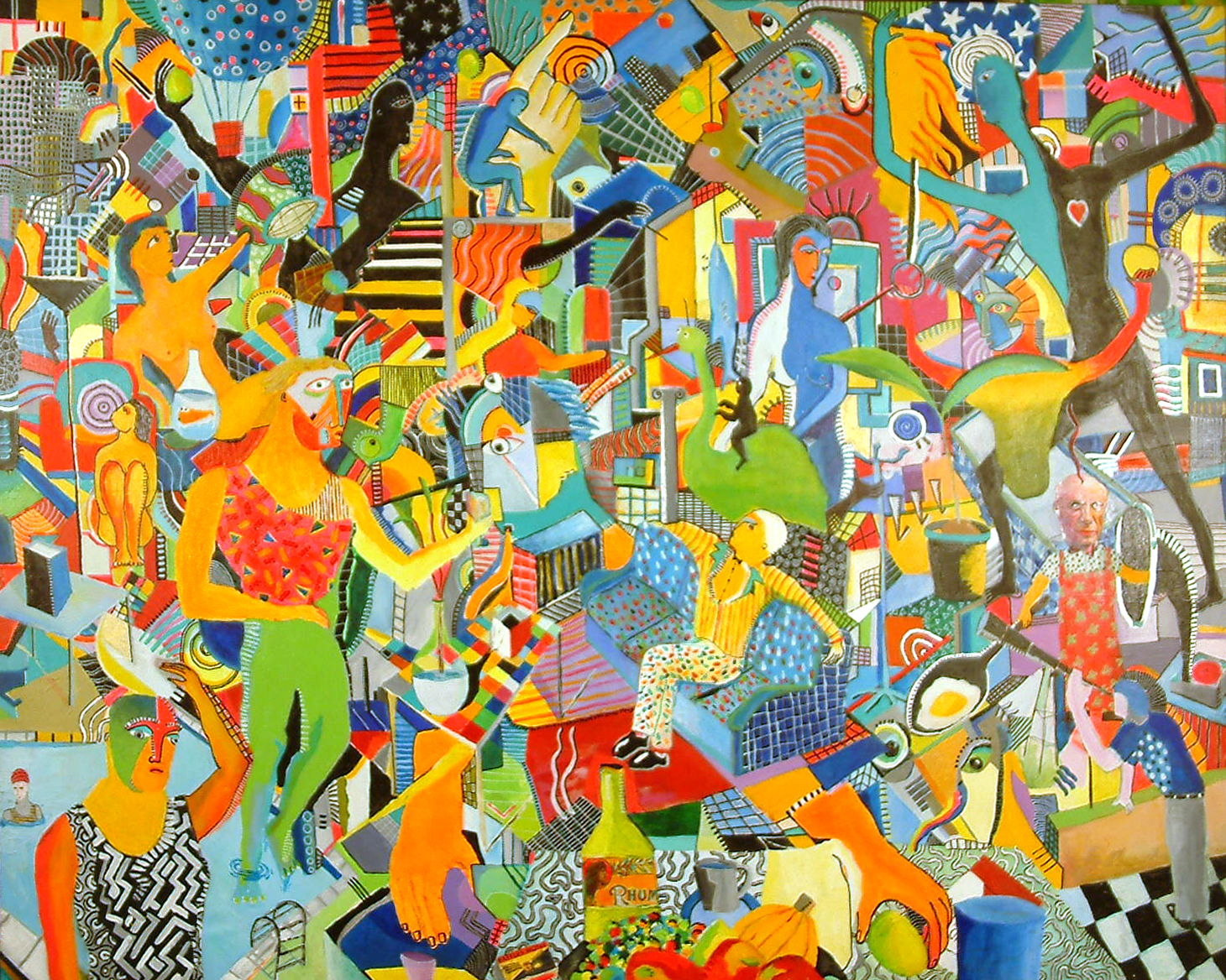 PAISAJE MUNDO BODEGON Y DON BERRO . 130X162CM.1998